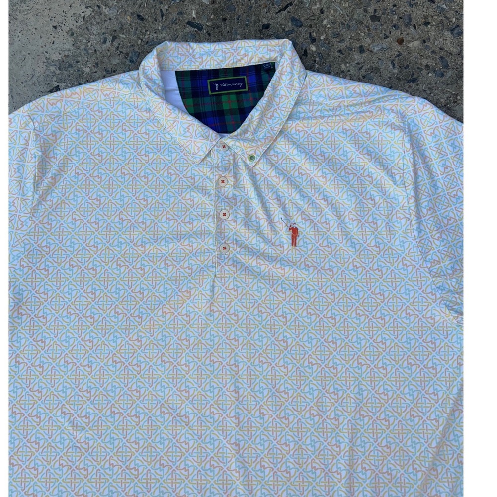 William Murray Golf Polo Shirt Mens 3XL Pastel Celtic Knot Short Sleeve Plaid